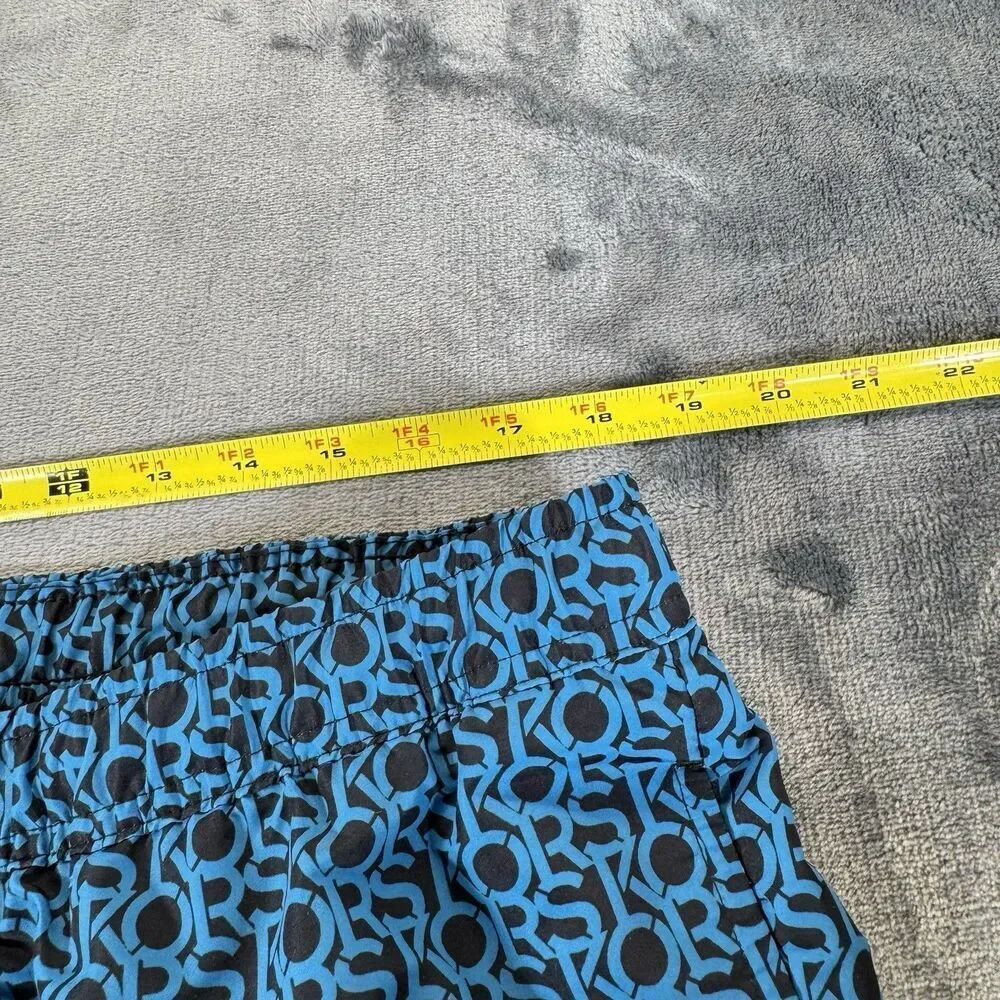 Michael Kors Sz XXL Mens Swim Shorts Allover AOP Logo Spelling BLUE Black